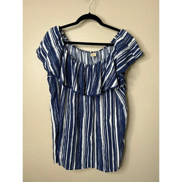 Faded Glory Women's Blue Short Sleeve Blouse, short sleeve blouse, blue blouse - Picture 2 of 8